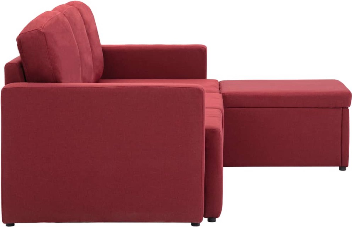 Vidaxl Slaapbank Driezits Modulair Stof Wijn - Rood