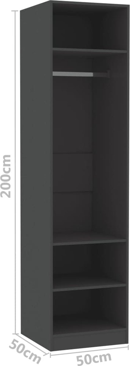 Vidaxl Kledingkast 50x50x200 Cm Spaanplaat - Grijs