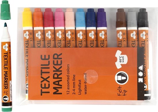 Creotime Textielstiften Marker 2-4 Mm Vilt 12 Stuks