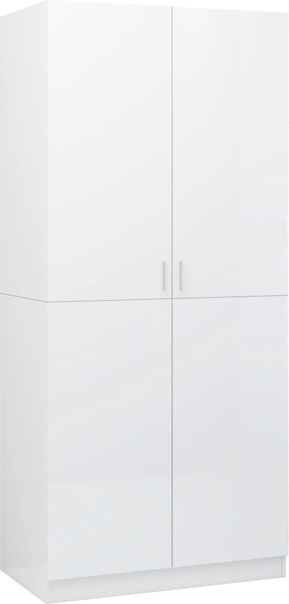 Vidaxl Kledingkast 90x52x200 Cm Spaanplaat Hoogglans - Wit