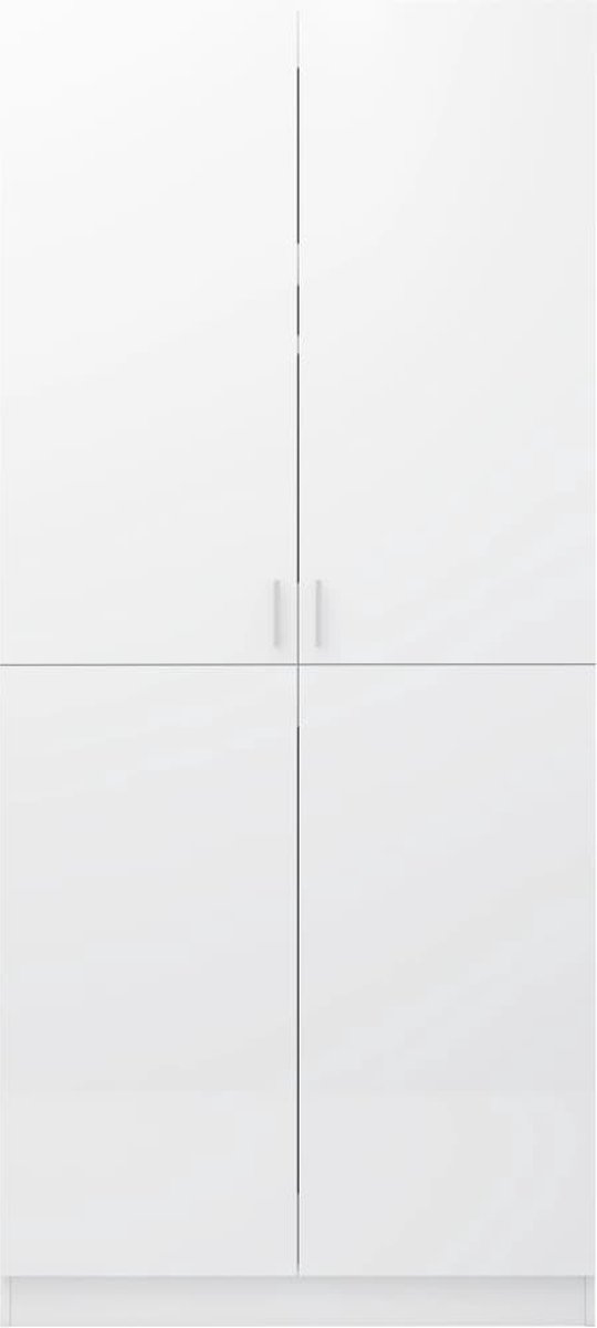 Vidaxl Kledingkast 90x52x200 Cm Spaanplaat Hoogglans - Wit