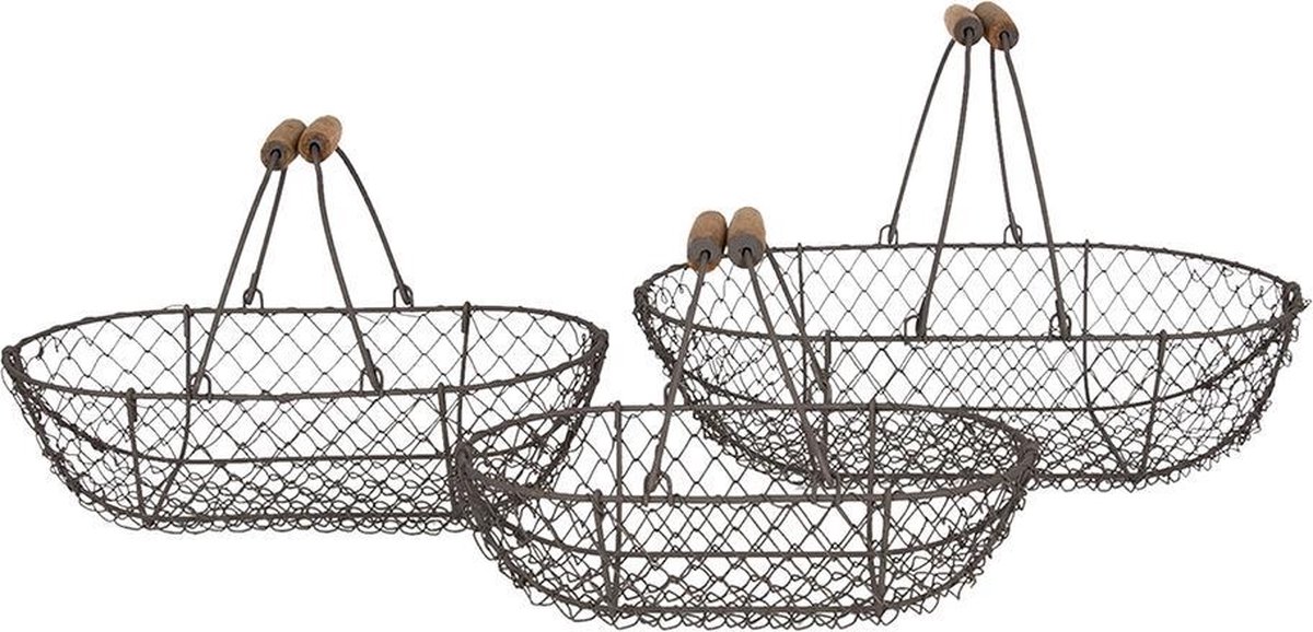 Clayre & Eef Manden (Set Van 3) 38*22*10 / 32*18*9 / 29*15*8 Cm - Bruin