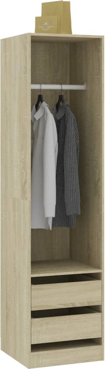 Vidaxl Kledingkast Met Lades 50x50x200 Cm Spaanplaat Sonoma Eikenkleur - Bruin