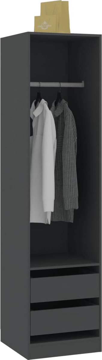 Vidaxl Kledingkast Met Lades 50x50x200 Cm Spaanplaat - Grijs