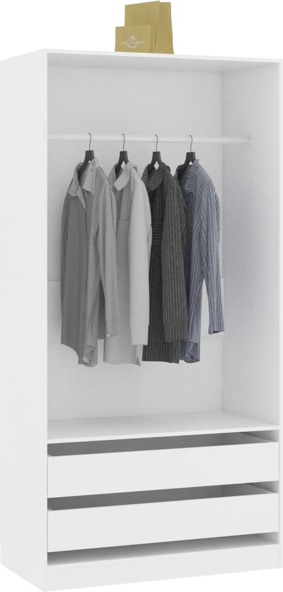 Vidaxl Kledingkast 100x50x200 Cm Spaanplaat - Wit