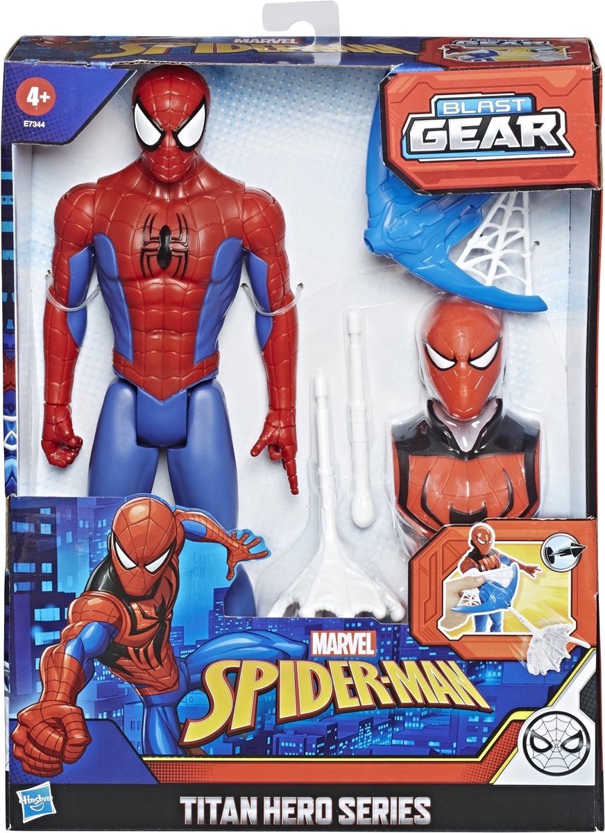 Marvel Spider-man - Spider-man Titan Hero Blast Gear Figuur Met Lanceerinrichting En Projectiel - 30 Cm