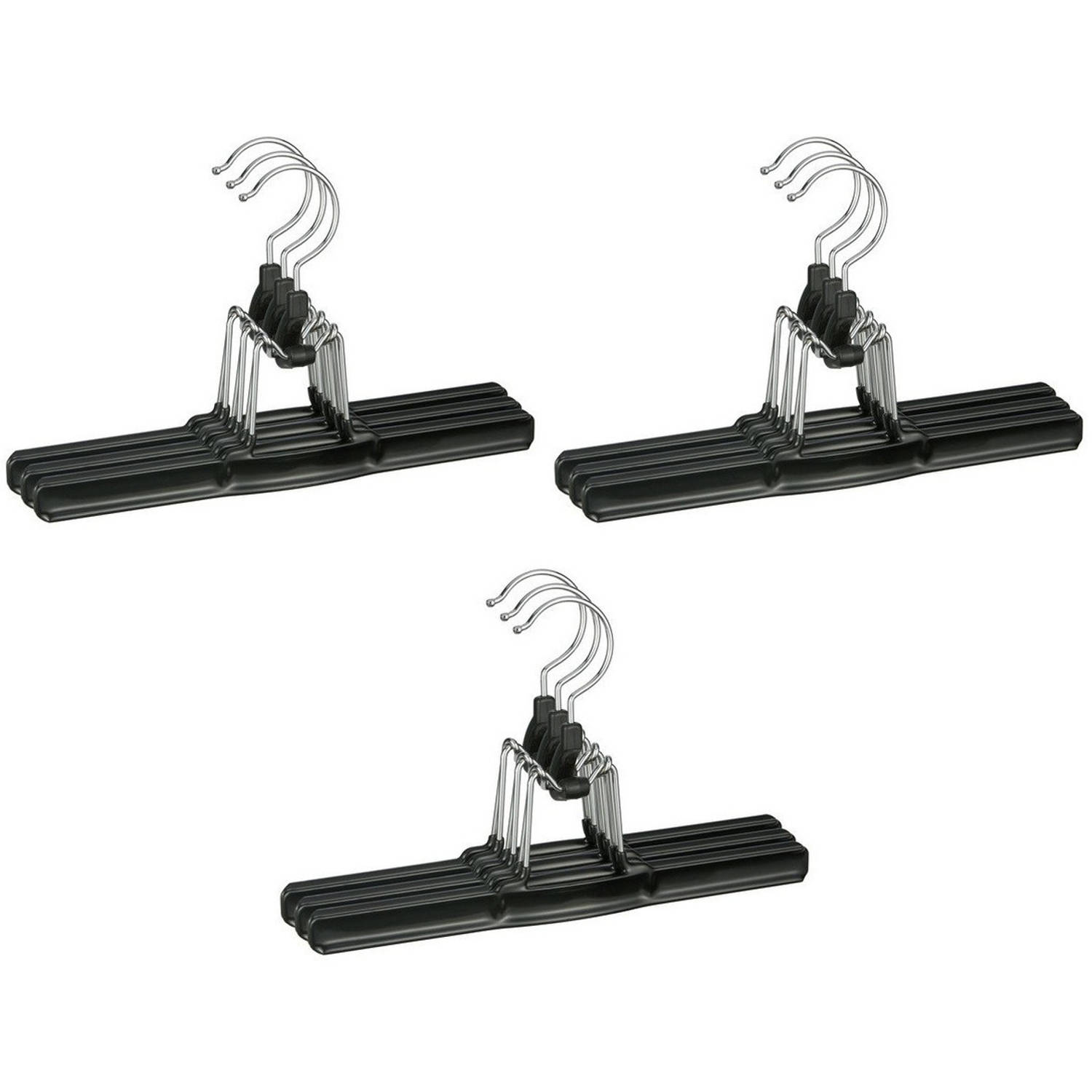 Set Van 9 Stuks Kunststof Broekhangers Kledinghangers 26 Cm - Kledinghangers / Kleerhangers - Broeken En Rokken Ophangen - Zwart