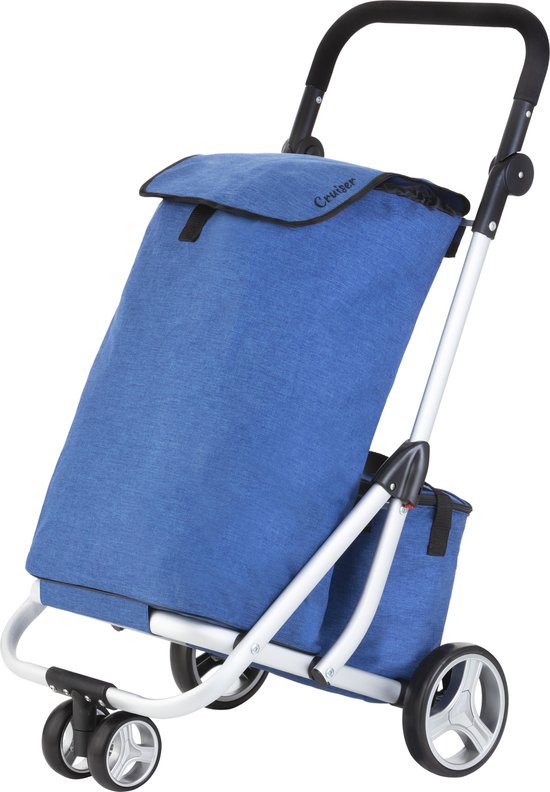 Shoppingcruiser ® '3-wheel' Boodschappentrolley Boodschappenwagen 58 Liter Met Koeltas 14 Liter Rem - Blauw