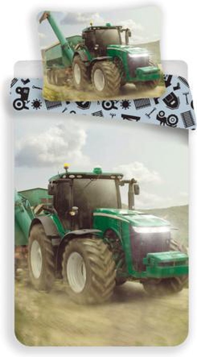 Traktor Dekbedovertrek - Eenpersoons - 140 X 200 Cm - Multi - Groen