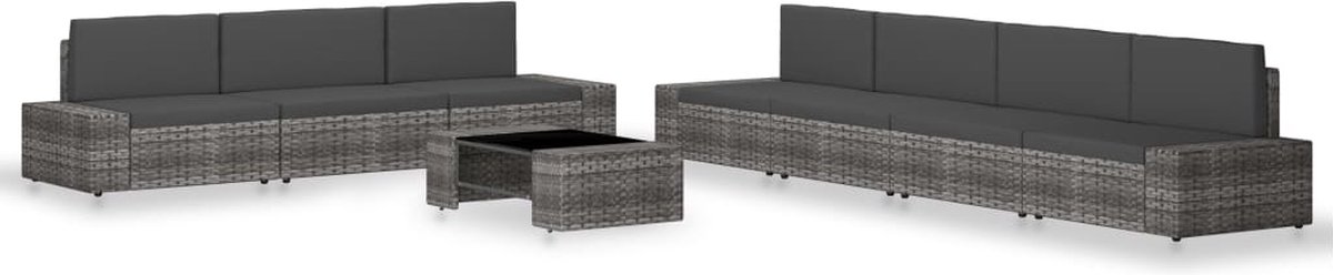 Vidaxl 8-delige Loungeset Poly Rattan - Grijs