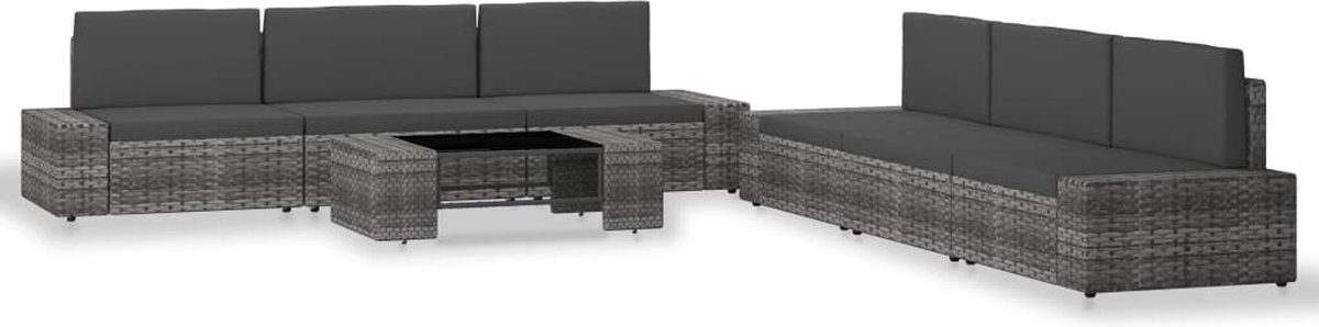 Vidaxl 7-delige Loungeset Poly Rattan - Grijs