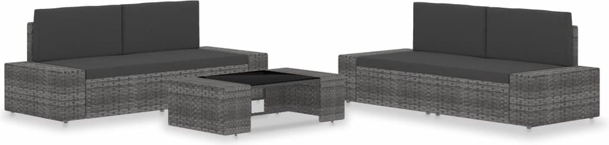 Vidaxl 5-delige Loungeset Poly Rattan - Grijs