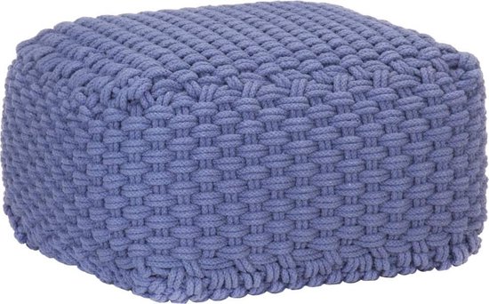 Vidaxl Poef Handgebreid 50x50x30 Cm Katoen - Blauw