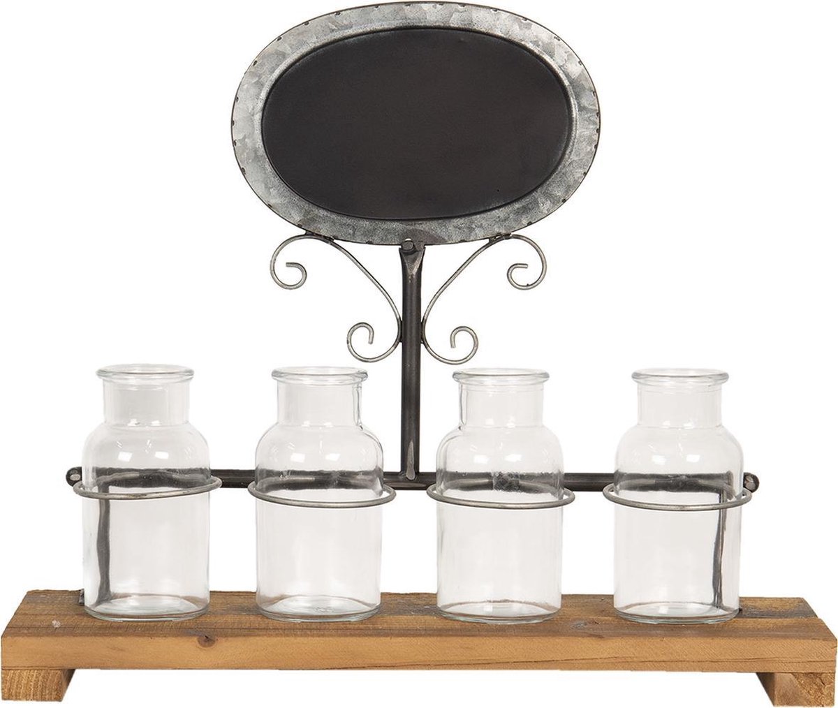 Clayre & Eef Planthouder 42*14*35 Cm Ijzer / Glas / Hout - Bruin