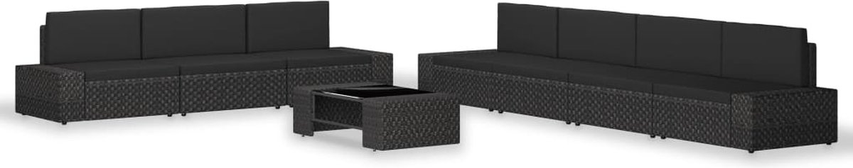 Vidaxl 8-delige Loungeset Poly Rattan - Zwart