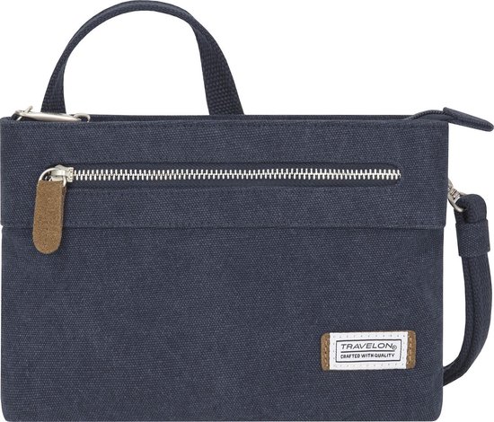 Travelon Heritage Anti-diefstal Small Crossbody Damestas Schoudertas Canvas Suede Rfid 33226 - Blauw