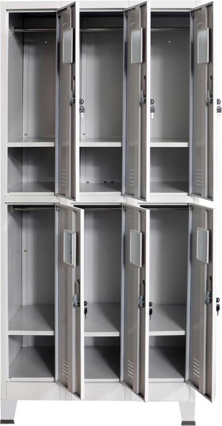 Vidaxl Lockerkast Met 6 Vakken 90x45x180 Cm Staal - Grijs
