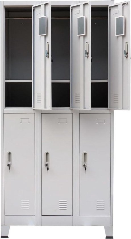 Vidaxl Lockerkast Met 6 Vakken 90x45x180 Cm Staal - Grijs