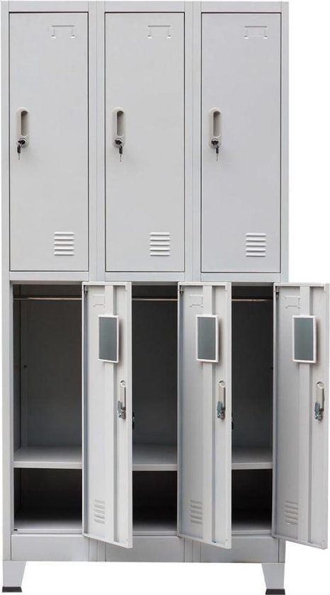 Vidaxl Lockerkast Met 6 Vakken 90x45x180 Cm Staal - Grijs