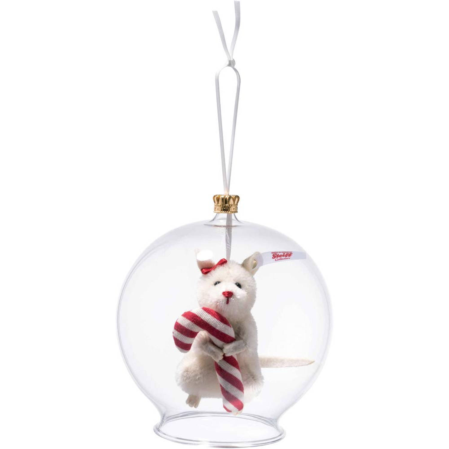 Steiff Muis Candy Cane In Glazen Bal Ornament