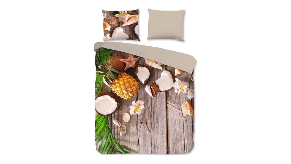 Good Morning Coconut Dekbedovertrek - 2-persoons (200x200/220 Cm + 2 Slopen) - Katoen - - Bruin