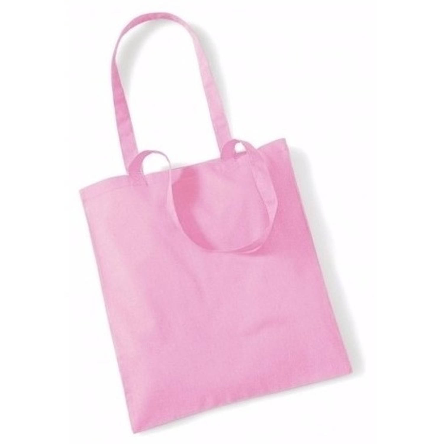 10x Katoenen Schoudertasjes Licht 42 X 38 Cm - 10 Liter - Shopper/boodschappen Tas - Tote Bag - Draagtas - Roze