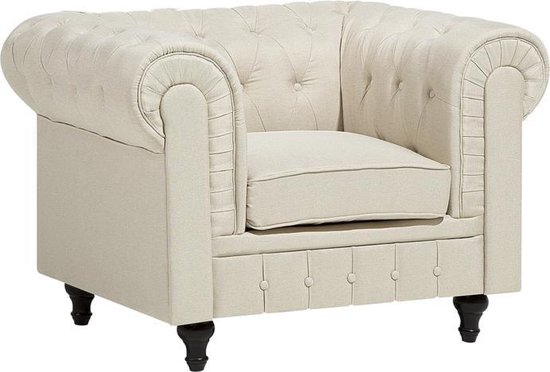 Beliani Chesterfield Fauteuil Polyester 75 X 110 Cm - Beige