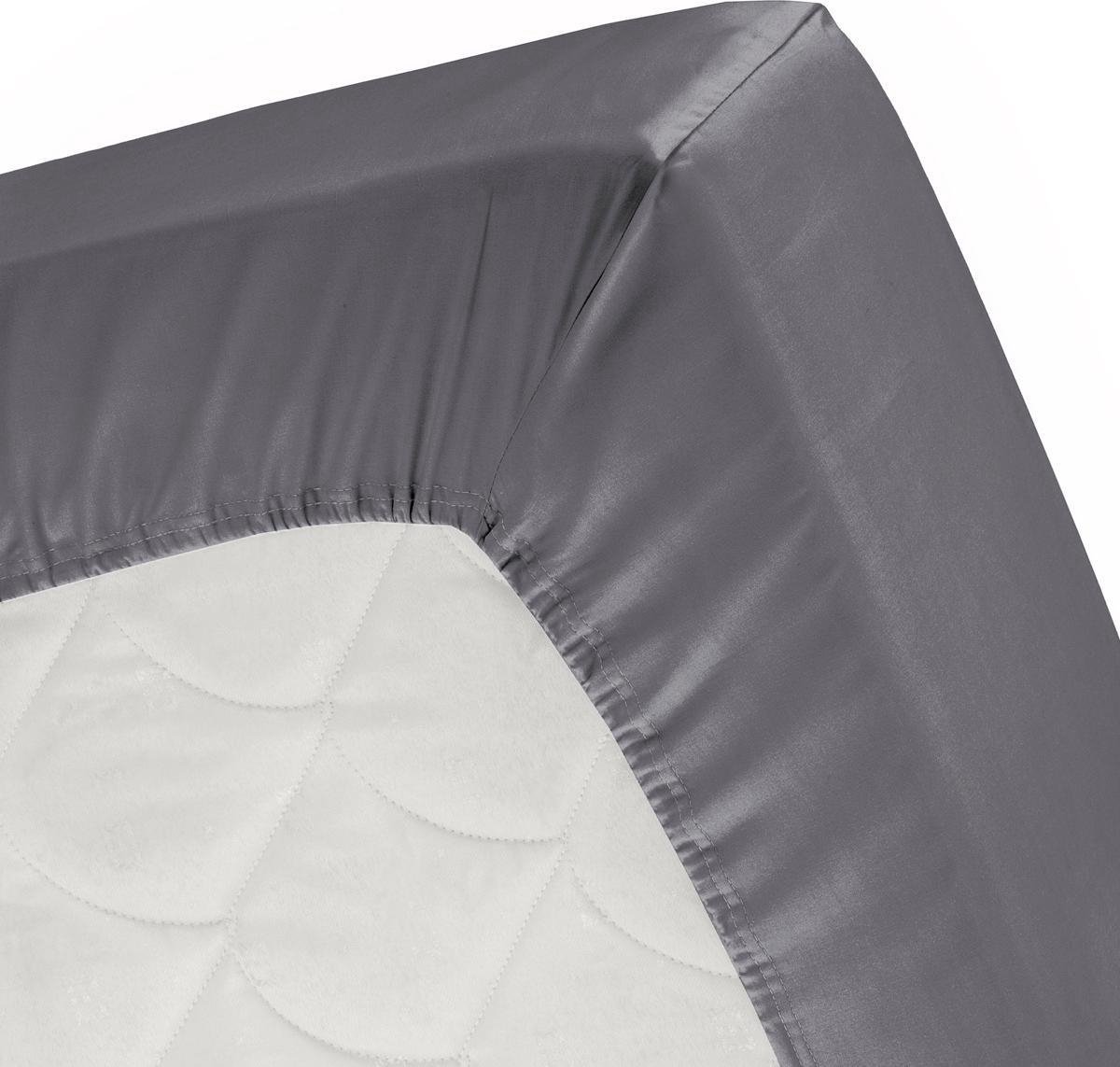 Cinderella Katoen-satijn Topper Hoeslaken - 100% Katoen-satijn - 2-persoons (120x200 Cm) - Anthracite - Grijs