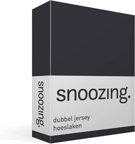 Snoozing - Dubbel Jersey - Hoeslaken - Lits-jumeaux - 190x200/220 Cm - Antraciet - Grijs