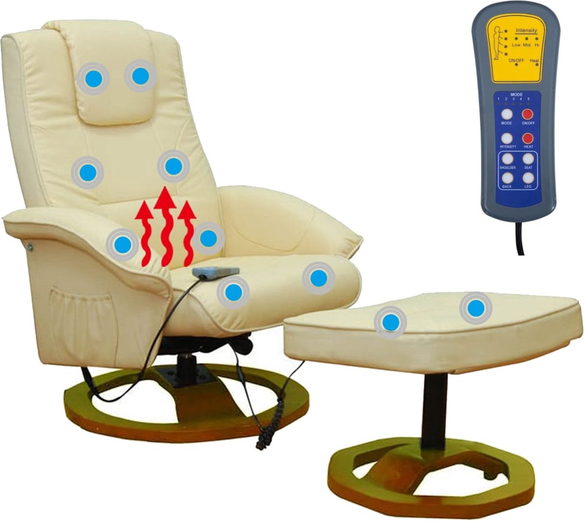Vidaxl Massagestoel Met Voetenbankje Kunstleer Crème