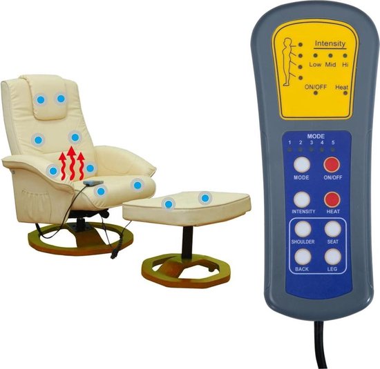 Vidaxl Massagestoel Met Voetenbankje Kunstleer Crème