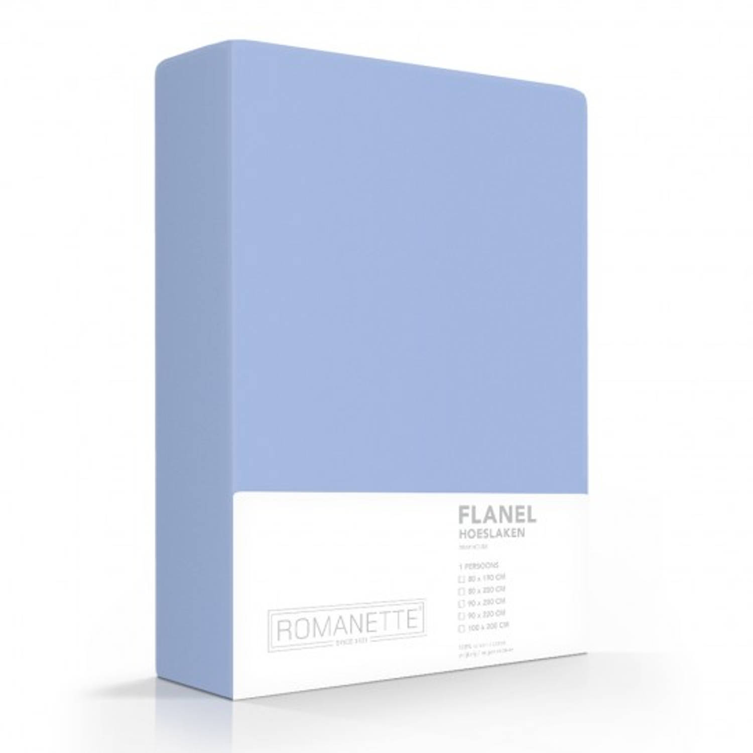 Romanette Flanellen Hoeslaken -180 X 220 Cm - Blauw