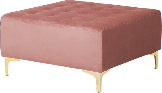 Beliani Aberdeen Hocker Fluweel 80 X 80 Cm - Roze