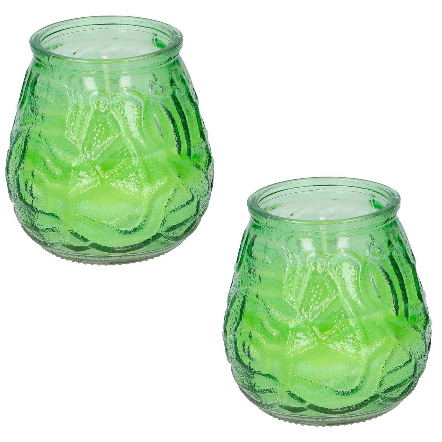 Arti Casa Set Van 5x Stuks Citronella Lowboy Tuin Kaarsen In Glas 10 Cm - Anti Muggen/insecten Artikelen - Groen