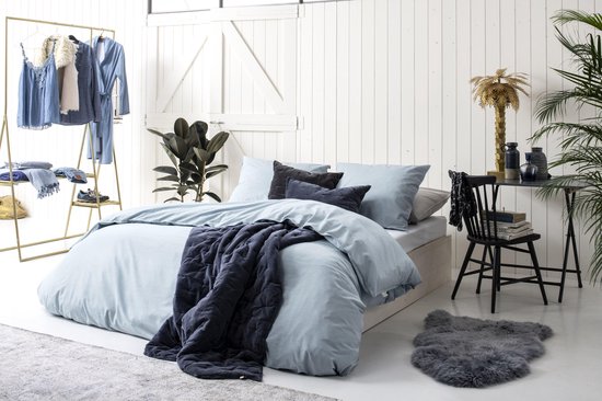 Walra Vintage Cotton Dekbedovertrek - Lits-jumeaux (240x200/220 Cm + 2 Slopen) - Katoen - Jeans - Blauw
