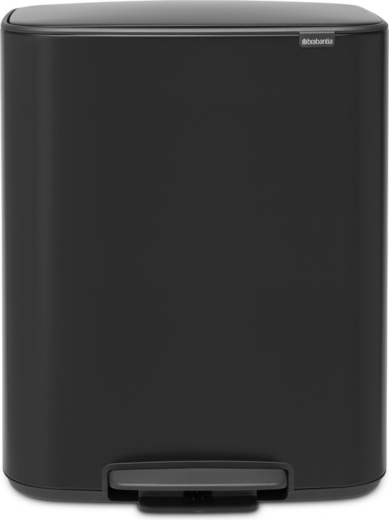 Brabantia Bo Pedal Bin 60 Liter Matt Black - Zwart