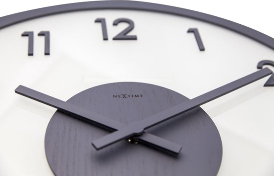 Nextime Wandklok Dia. 50 Cm, Hout/glas, - Grijs