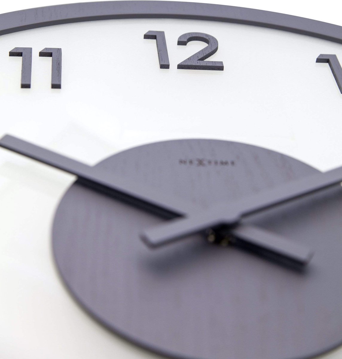 Nextime Wandklok Dia. 50 Cm, Hout/glas, - Grijs