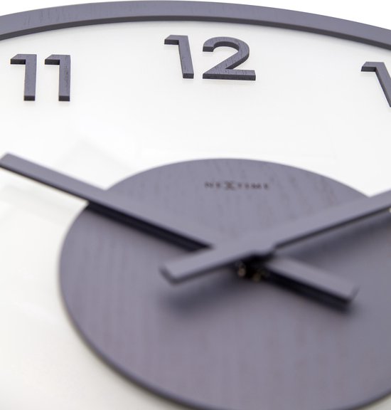 Nextime Wandklok Dia. 50 Cm, Hout/glas, - Grijs