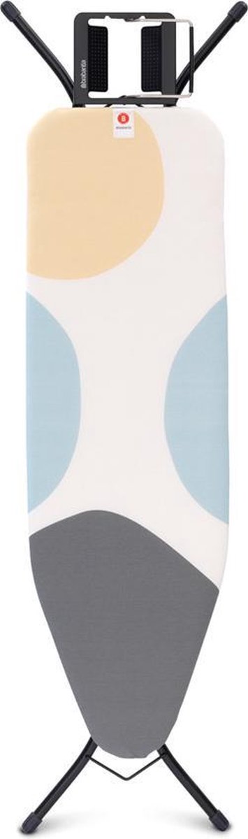 Brabantia Strijkplank B Spring Bubbles - 124x38 Cm - Met Strijkijzerhouder - Zwart