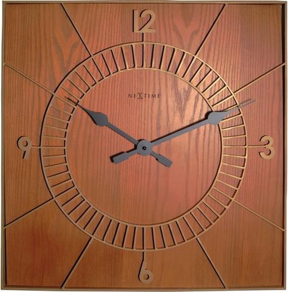 Nextime Wandklok 50x50cm Hout,, 'Wood Square' - Bruin