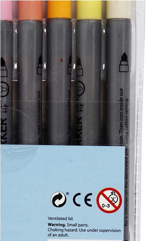 20x Gekleurde Textielstiften Op Waterbasis - Stof/textiel Pennen Met Dubbele Punt In Diverse Kleuren