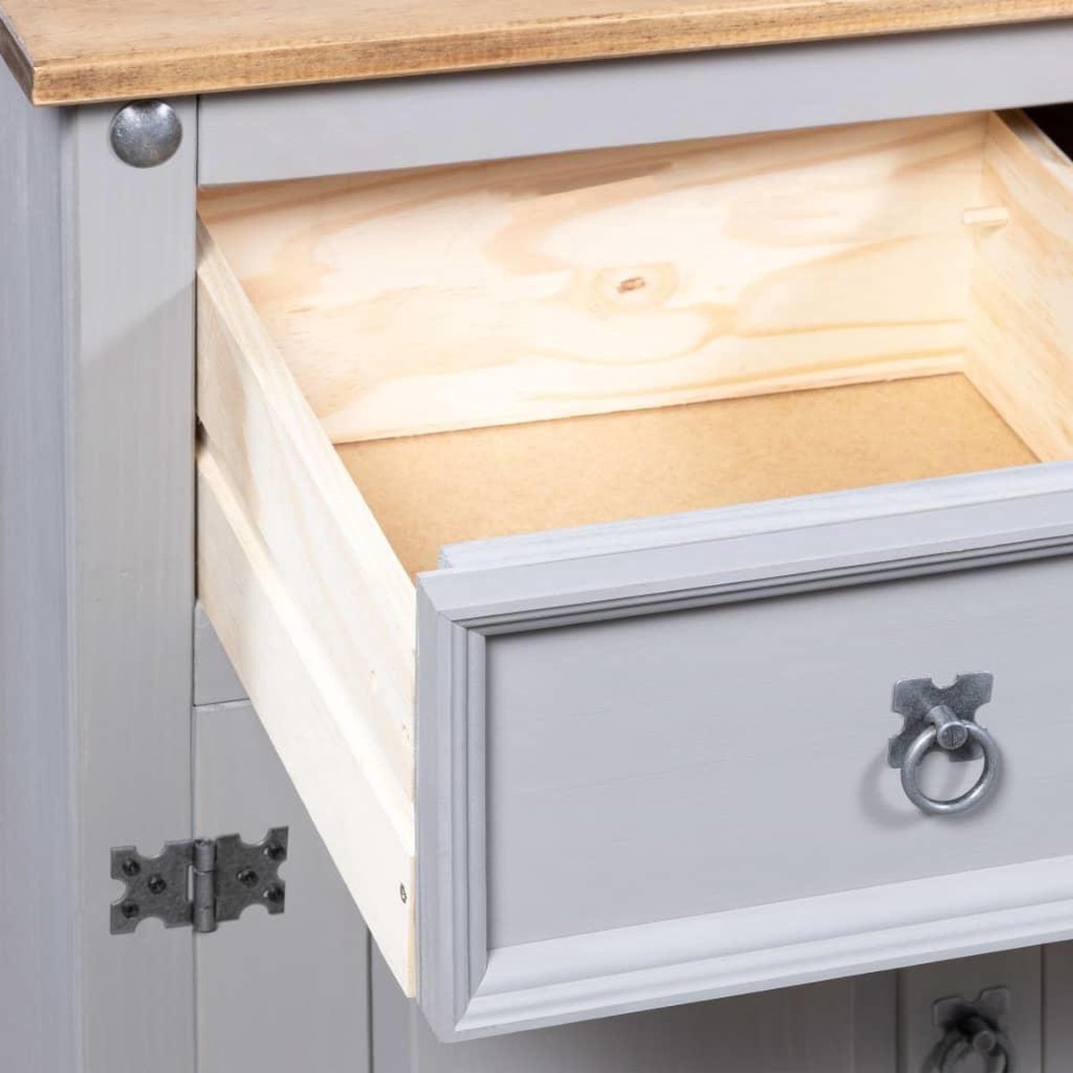 Vidaxl Dressoir 132x43x78 Cm Mexicaans Grenenhout Corona-stijl - Grijs