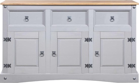 Vidaxl Dressoir 132x43x78 Cm Mexicaans Grenenhout Corona-stijl - Grijs