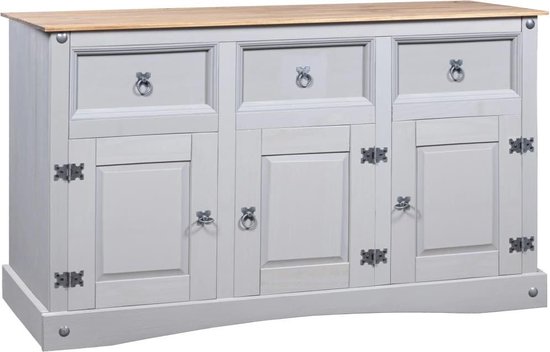 Vidaxl Dressoir 132x43x78 Cm Mexicaans Grenenhout Corona-stijl - Grijs