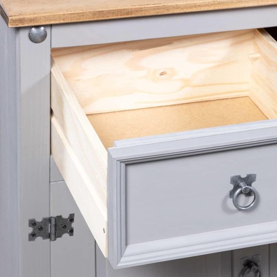 Vidaxl Dressoir 132x43x78 Cm Mexicaans Grenenhout Corona-stijl - Grijs