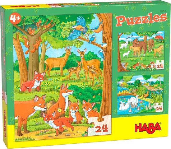 HABA Legpuzzel Dierenfamilies 3-in-1 Junior 3 X 24 Stukjes