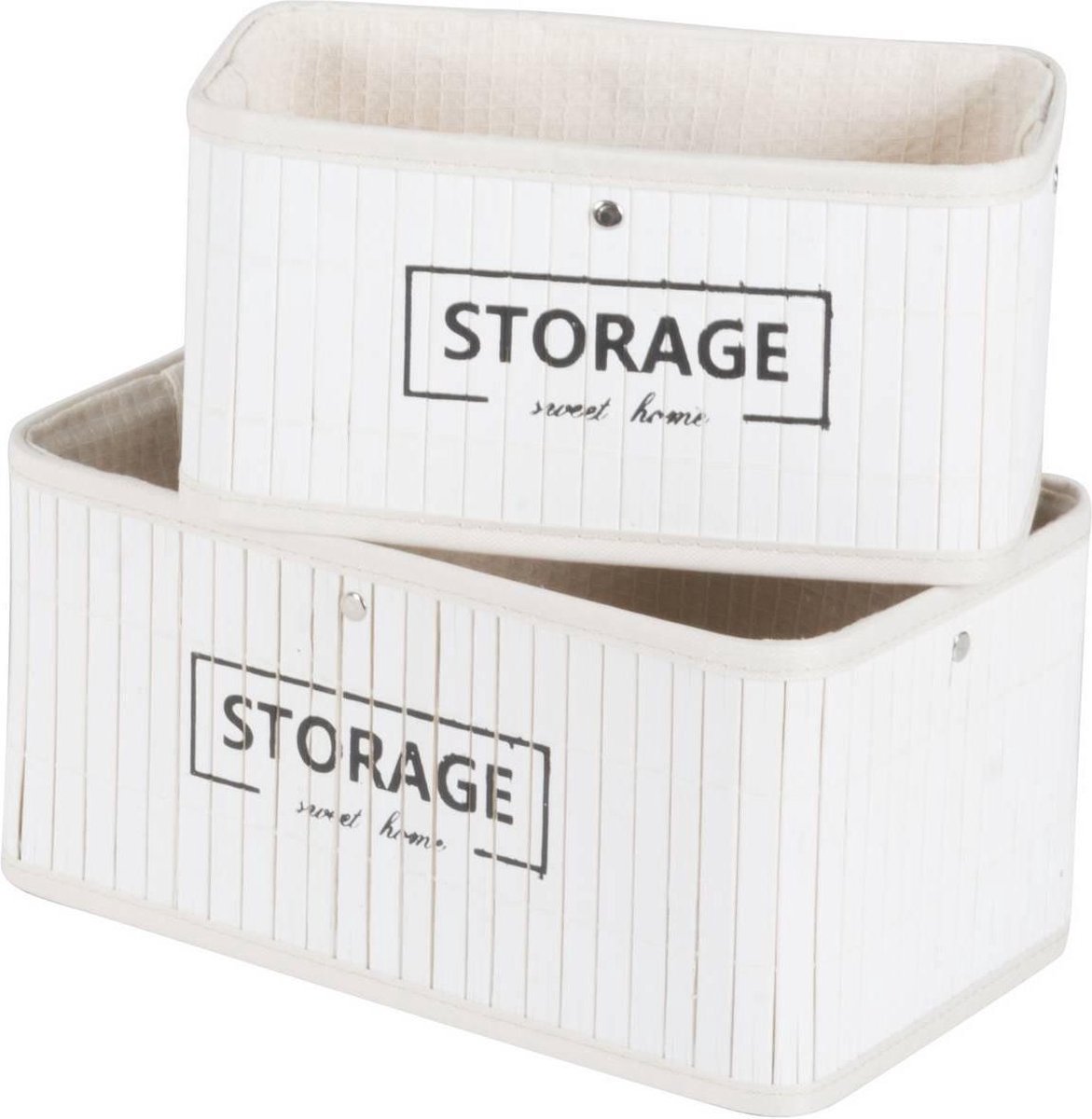 MaxiMondo Set Manden - Bamboe - 4-delig - Wasmand En 3 Opbergmanden - - Wit