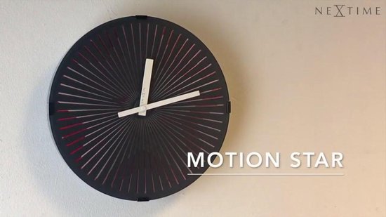 Nextime Wandklok - Ø 30 Cm Plastic Bewegende Klok- 'Motion Star Red' - Rood