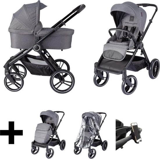 Born Lucky Kinderwagen 2 In 1 Riva Grey - Grijs